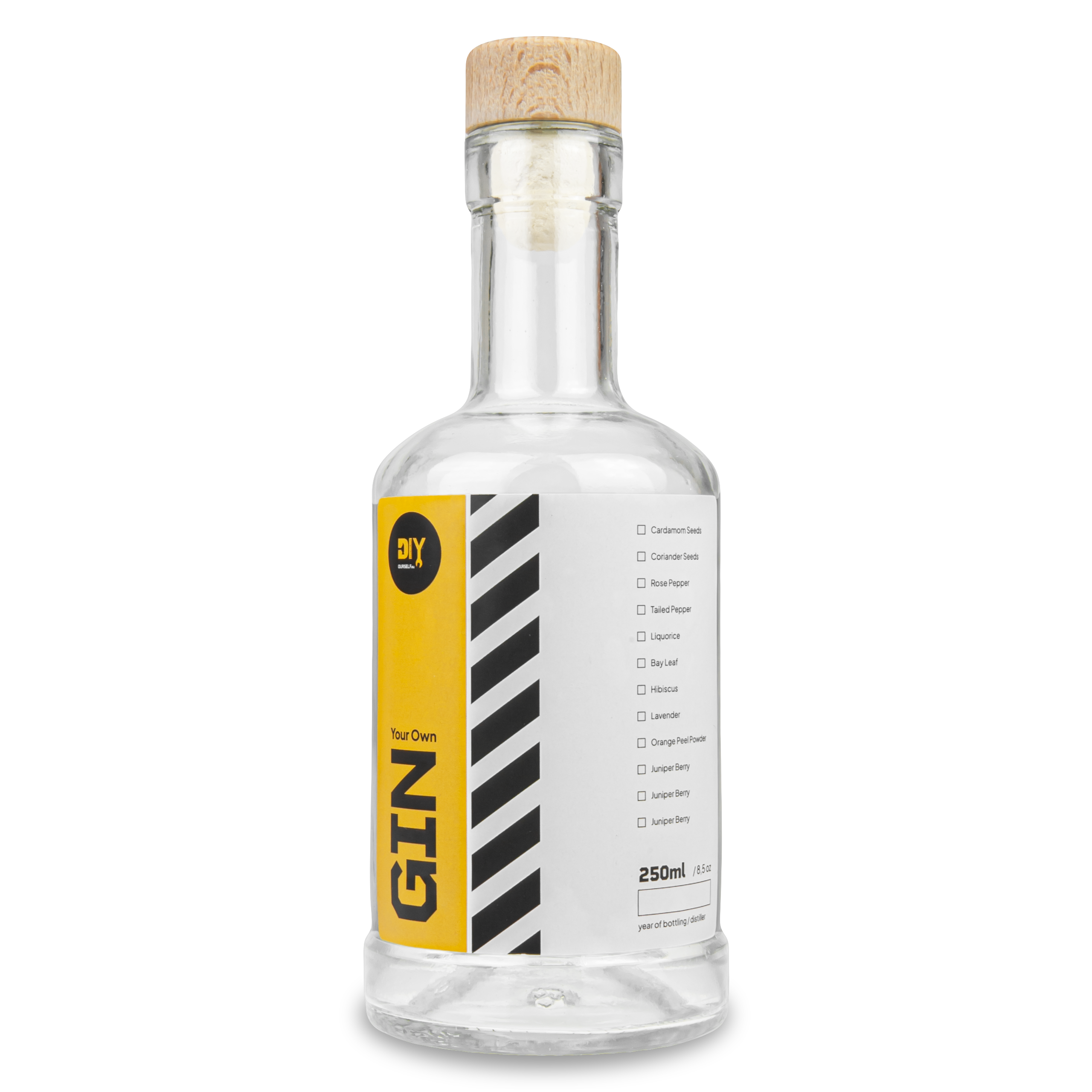 GIN GLASFLASCHE 250 ML MIT ETIKETT