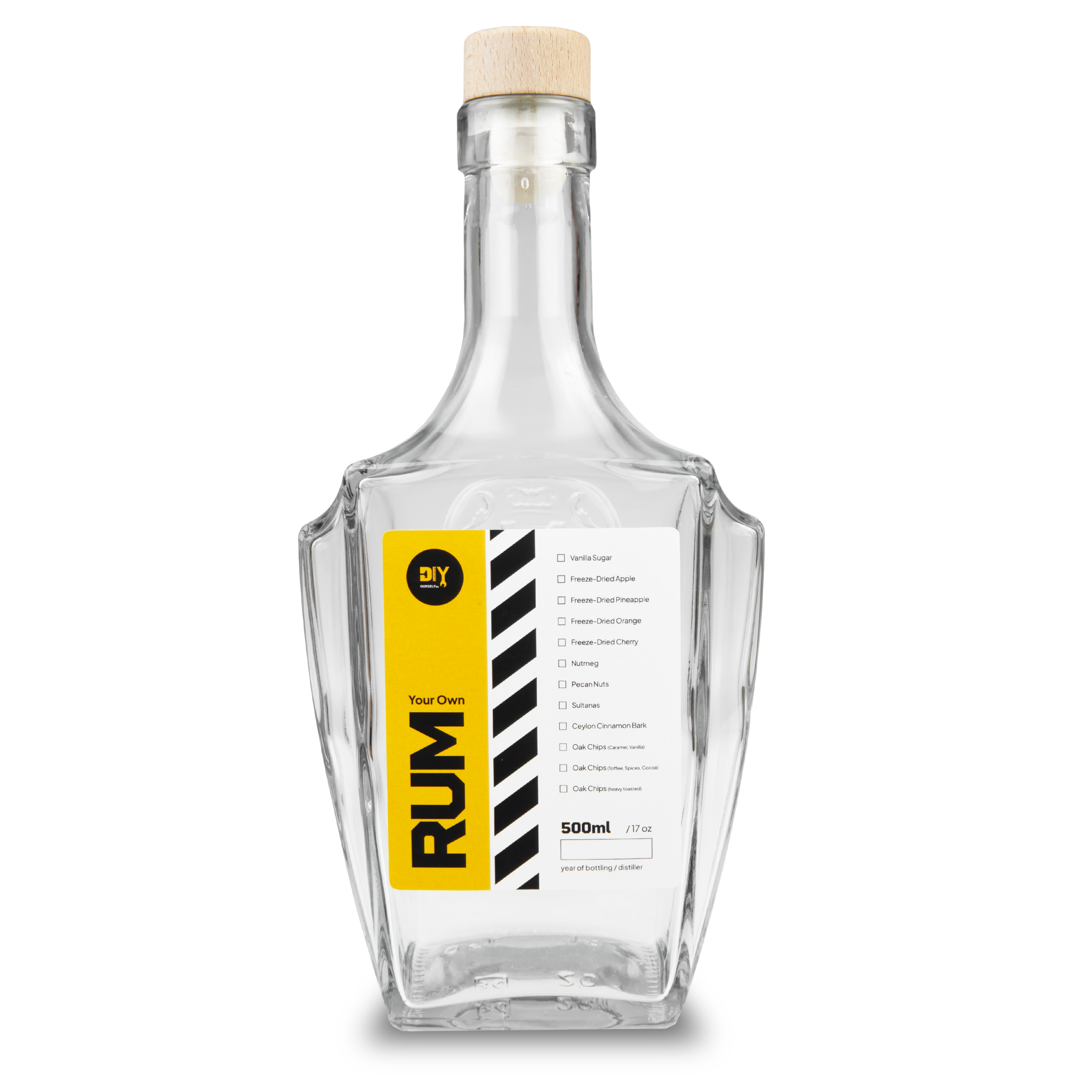 RUM GLASFLASCHE 500 ML MIT ETIKETT