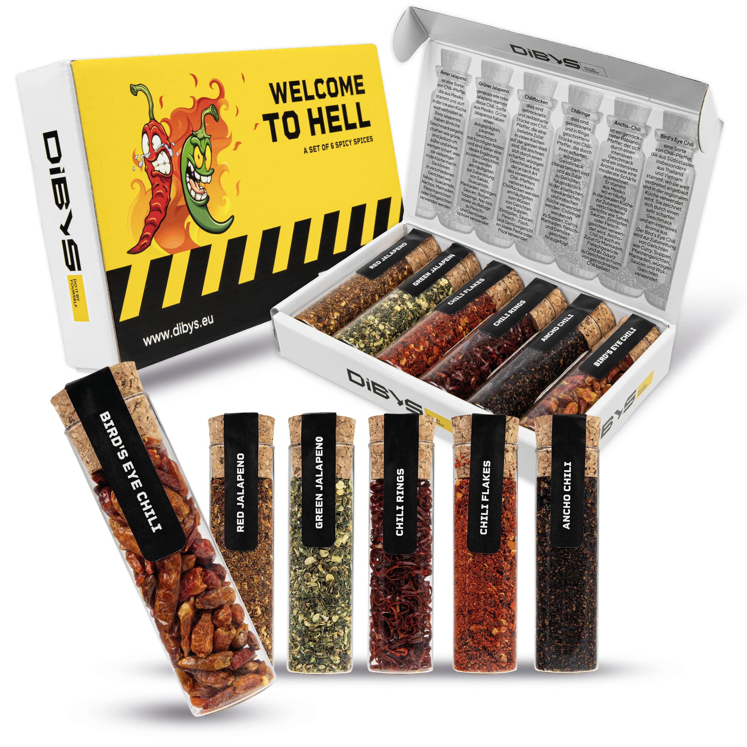 “WELCOME TO HELL” GEWÜRZSET 6 VERSCHIEDENE CHILI GESCHENKSET 111 G